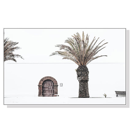 Wall Art 60cmx90cm European Palm Tree White Frame Canvas.