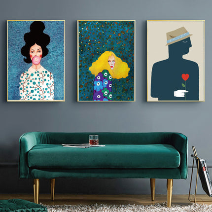 Wall Art 40cmx60cm Modern Figure 3 Sets Gold Frame Canvas.