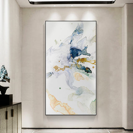 Wall Art 40cmx80cm Abstract Watercolour Style Black Frame Canvas.