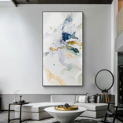 Wall Art 40cmx80cm Abstract Watercolour Style Black Frame Canvas.