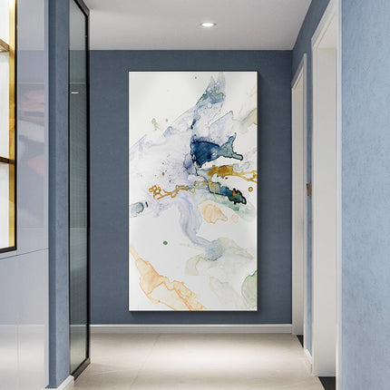 Wall Art 40cmx80cm Abstract Watercolour Style Black Frame Canvas.