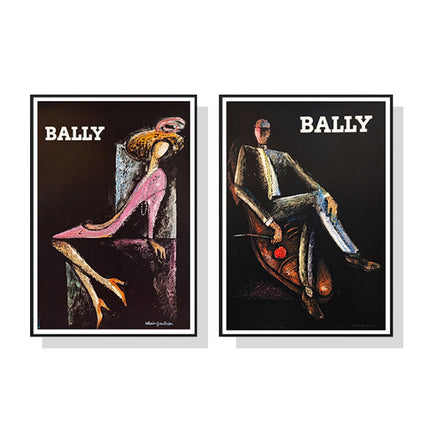 Wall Art 50cmx70cm Bally Man & Woman 2 Sets Black Frame Canvas.