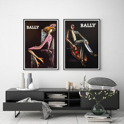 Wall Art 50cmx70cm Bally Man & Woman 2 Sets Black Frame Canvas.