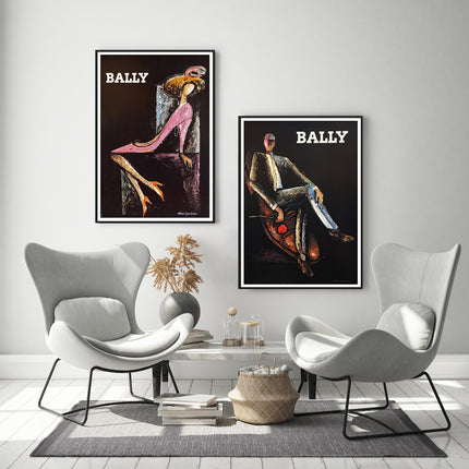 Wall Art 50cmx70cm Bally Man & Woman 2 Sets Black Frame Canvas.