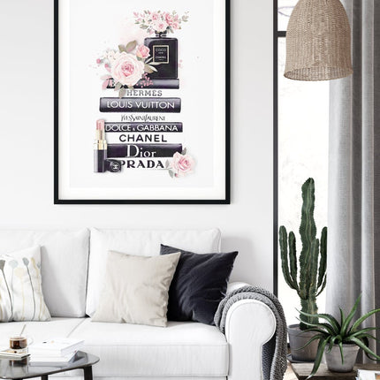Wall Art 50cmx70cm Fashion Book Black Frame Canvas.