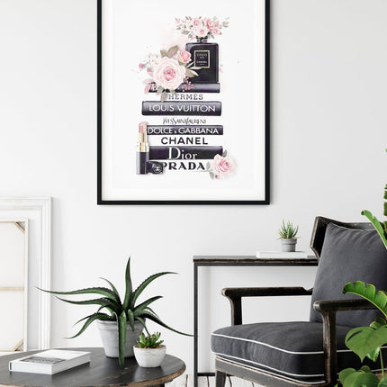 Wall Art 60cmx90cm Fashion Book Black Frame Canvas.