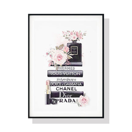Wall Art 60cmx90cm Fashion Book Black Frame Canvas.
