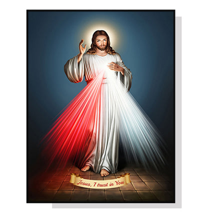 Wall Art 60cmx90cm Jesus Divine Mercy I Trust In You Black Frame Canvas.