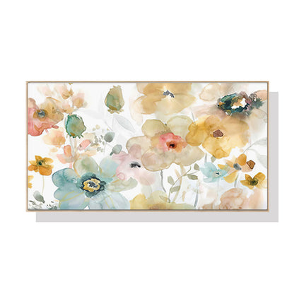 Wall Art 60cmx120cm Floral Watercolor Style Wood Frame Canvas.
