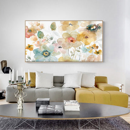 Wall Art 60cmx120cm Floral Watercolor Style Wood Frame Canvas.