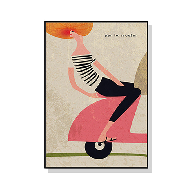 Wall Art 80cmx120cm Scooter Black Frame Canvas.