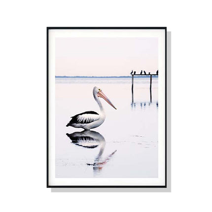 Wall Art 70cmx100cm Pelican Black Frame Canvas.
