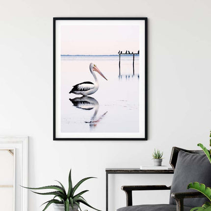 Wall Art 70cmx100cm Pelican Black Frame Canvas.