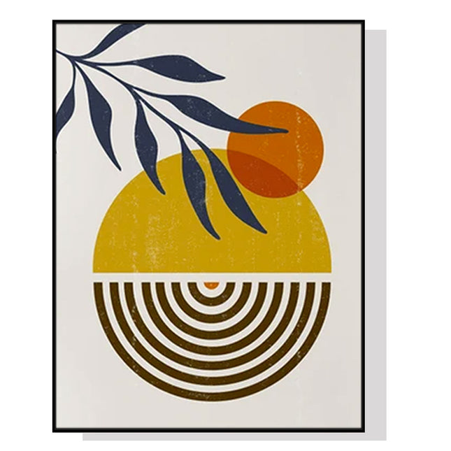 Wall Art 40cmx60cm Sun and Moon Black Frame Canvas.