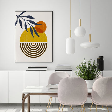Wall Art 40cmx60cm Sun and Moon Black Frame Canvas.