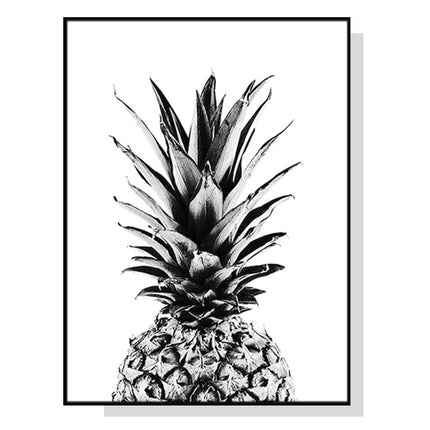 Wall Art 40cmx60cm Pineapple Black Frame Canvas.