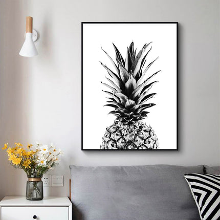 Wall Art 40cmx60cm Pineapple Black Frame Canvas.