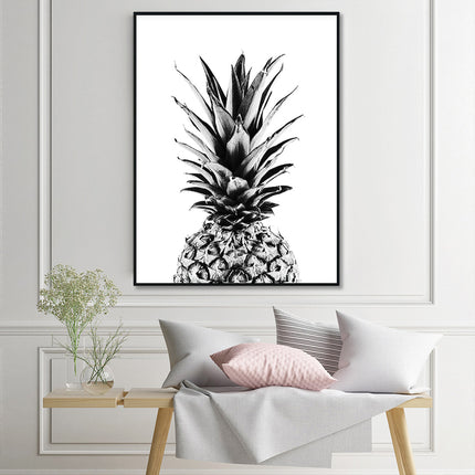 Wall Art 40cmx60cm Pineapple Black Frame Canvas.