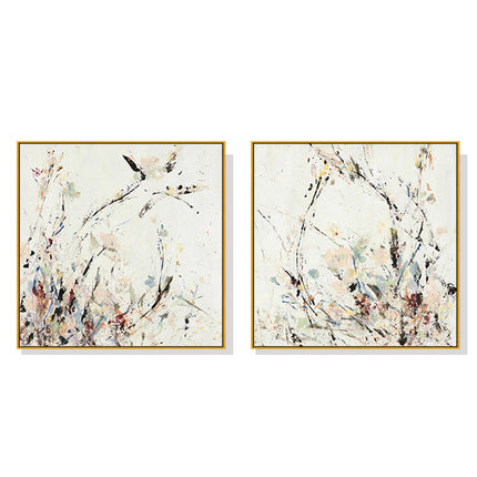 Wall Art 40cmx40cm Afternoon Walk 2 Sets Gold Frame Canvas.