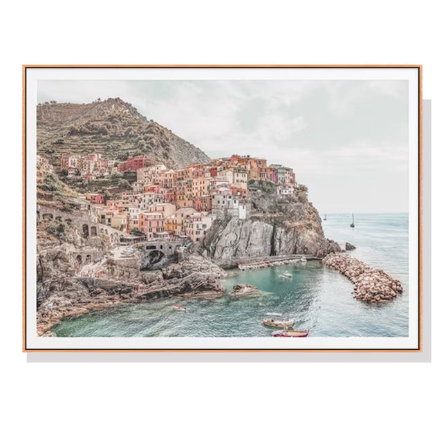 Wall Art 80cmx120cm Italy Cinque Terre Wood Frame Canvas.