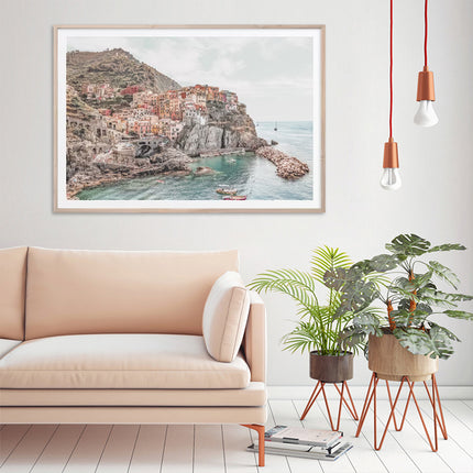 Wall Art 80cmx120cm Italy Cinque Terre Wood Frame Canvas.