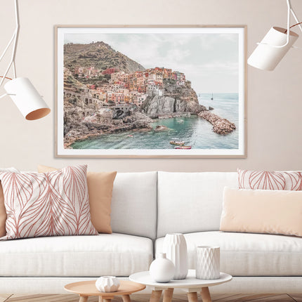 Wall Art 80cmx120cm Italy Cinque Terre Wood Frame Canvas.