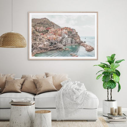 Wall Art 80cmx120cm Italy Cinque Terre Wood Frame Canvas.