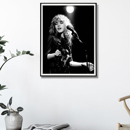 Wall Art 60cmx90cm Young Stevie Nicks in Concert Poster, Black Frame Canvas.
