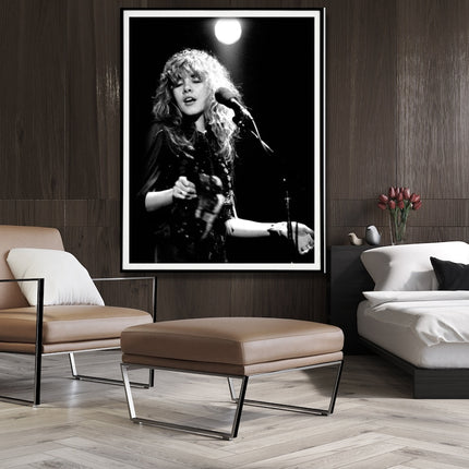 Wall Art 60cmx90cm Young Stevie Nicks in Concert Poster, Black Frame Canvas.