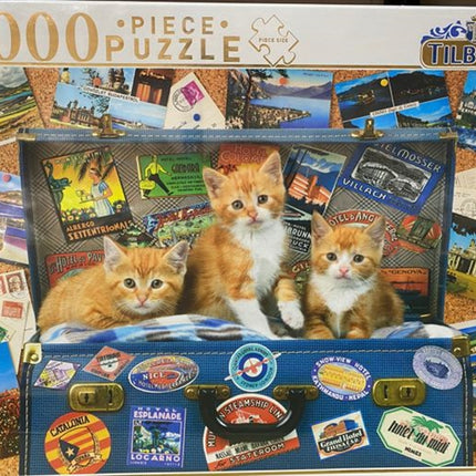 Kittens In Suitcase Comical Animals 1000 Piece Puzzle.