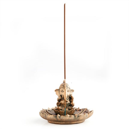 Gold Ganesh on Lotus Incense Burner.