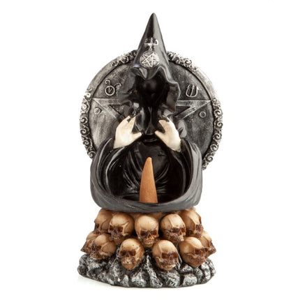 Hooded Baphomet & Skulls Backflow Incense Burner.
