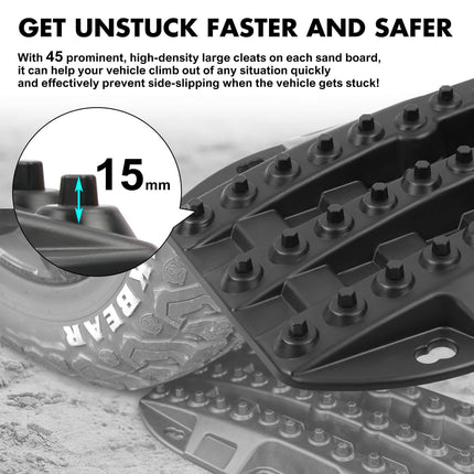 X-BULL Mini Recovery Tracks Traction Boards Sand Mud Snow 4WD 4x4 Vehicle 1 Pair Black.
