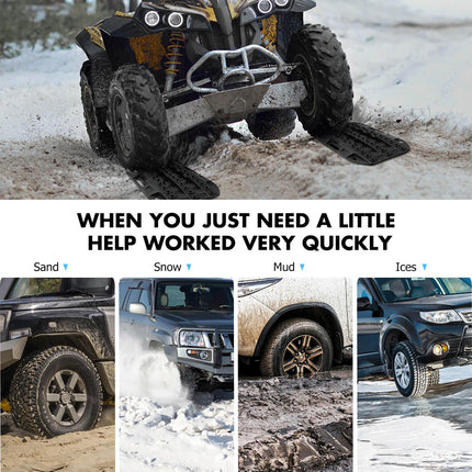 X-BULL Mini Recovery Tracks Traction Boards Sand Mud Snow 4WD 4x4 Vehicle 1 Pair Black.