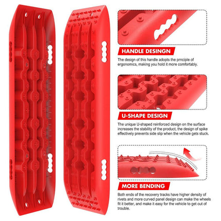 X-BULL Recovery Tracks Gen 2.0 10T Sand Mud Snow 2 Pairs Offroad 4WD 4x4 2PC 91CM Red.