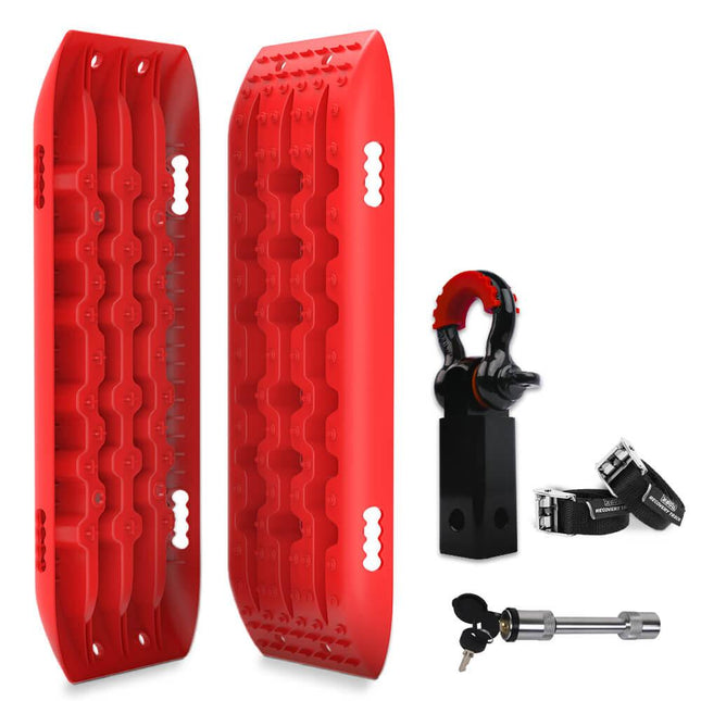 X-BULL Hitch Receiver 5T Recovery Receiver With 2PCS Recovery tracks Boards Gen2.0 Red.
