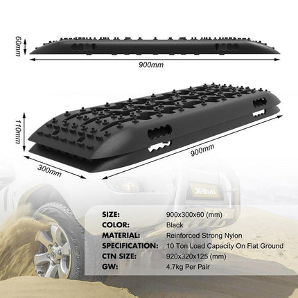 X-BULL Recovery Tracks Gen 2.0 10T Sand Mud Snow 2 Pairs Offroad 4WD 4x4 2PC 91CM Black.