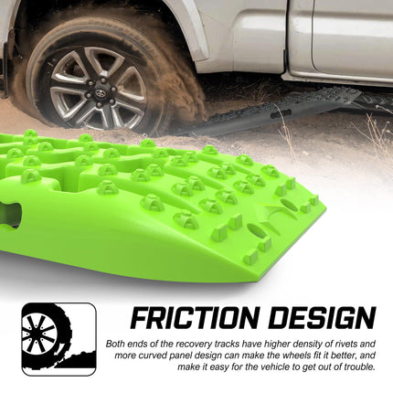 X-BULL 2PCS Recovery Tracks Snow Tracks Mud tracks 4WD With 4PC mounting bolts Green.
