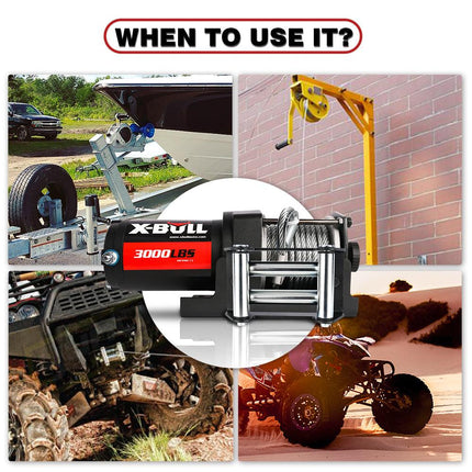X-BULL Electric Winch 3000lbs Steel Wire Cable 12V Boat ATV UTV Winch Trailer 2 Units.