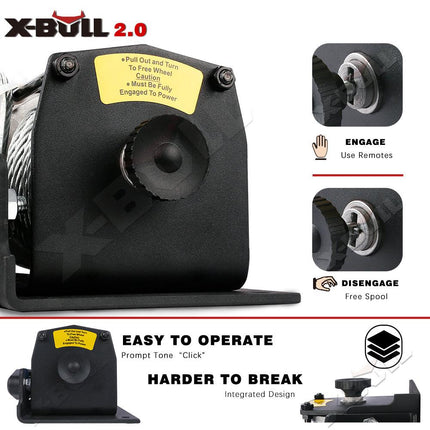 X-BULL Electric Winch 3000lbs Steel Wire Cable 12V Boat ATV UTV Winch Trailer 2 Units.