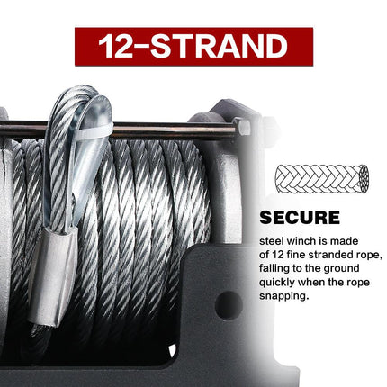 X-BULL Electric Winch 3000lbs Steel Wire Cable 12V Boat ATV UTV Winch Trailer 2 Units.