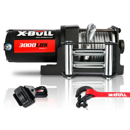 X-BULL Electric Winch 3000lbs/1360kg Wireless 12V Steel Cable ATV 4WD BOAT 4X4.