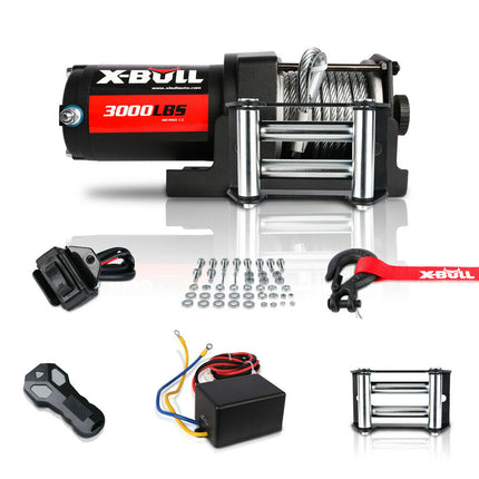 X-BULL Electric Winch 3000lbs/1360kg Wireless 12V Steel Cable ATV 4WD BOAT 4X4.