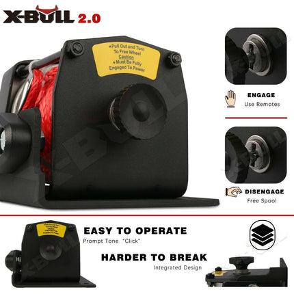 X-BULL 12V Electric Winch Boat 3000LBS Synthetic Rope Wireless Remote ATV 4WD 2 Units.