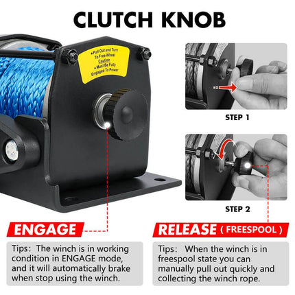 X-BULL 12V Electric Winch 3000LB ATV Winch Boat Trailer Winch Synthetic Rope.