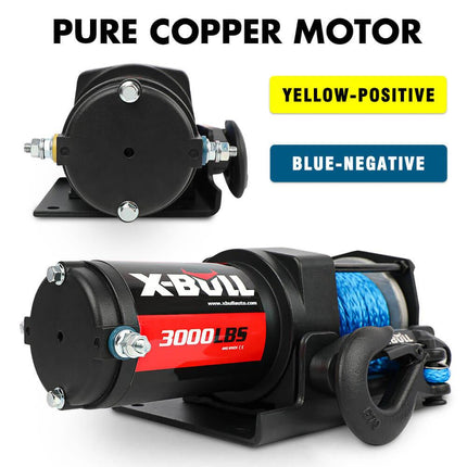 X-BULL 12V Electric Winch 3000LB ATV Winch Boat Trailer Winch Synthetic Rope.