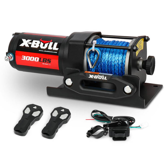 X-BULL Electric Winch 12V 3000lbs/1360kg Synthetic Rope 2 Wireless remotes BOAT ATV UTV 4WD.