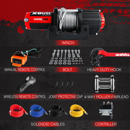 X-BULL Electric Winch 12V 5000LBS Steel Cable Wireless remote ATV UTV Boat Trailer.