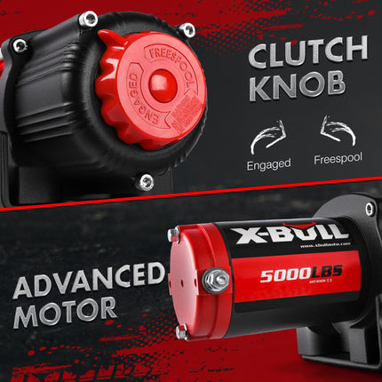 X-BULL Electric Winch 12V 5000LBS Wireless Steel Cable ATV Boat With 13M Synthetic Rope.