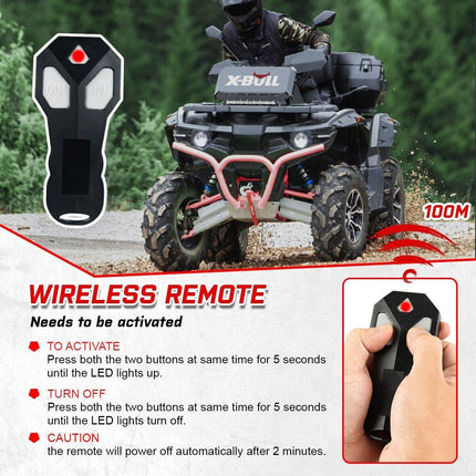 X-BULL Electric Winch 5000LBS 12V 15.2M Synthetic Rope Wireless ATV UTV 4WD Boat.
